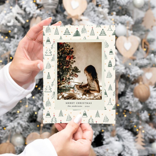 Neutral Colours Trees Minimalist Photo Holiday Car Card (Creator Uploaded)