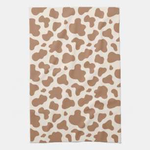 Neutral Cow Print Western Cowboy Beige Brown Tea Towel