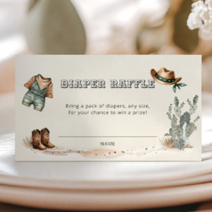 Neutral Cowboy Diaper Raffle Baby Shower Enclosure Card