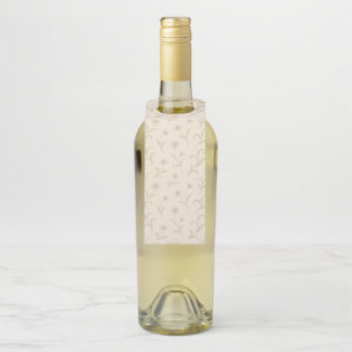 Neutral Cream Elegant Floral Botanical Wine Bottle Tag