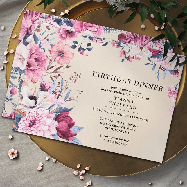Neutral Cream Ivory Formal Any Age Birthday Dinner Invitation (Creator Uploaded)