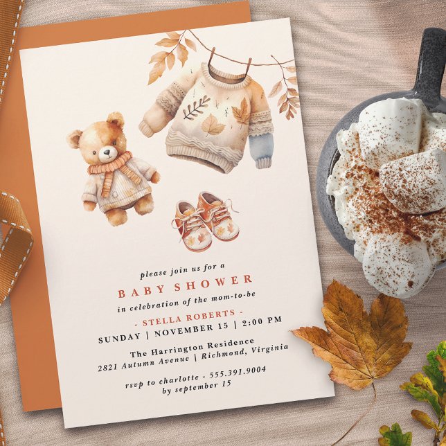 Neutral Cream & Orange | Modern Fall Baby Shower Invitation (Creator Uploaded)
