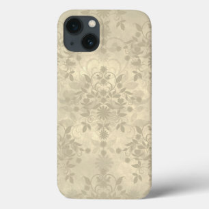 Neutral Cream Tan Double Damask Pattern iPhone 13 Case