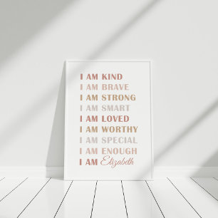 Neutral Custom Name Affirmation Kids Poster