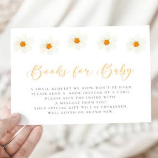 Neutral Daisy Baby Shower Books for Baby Card