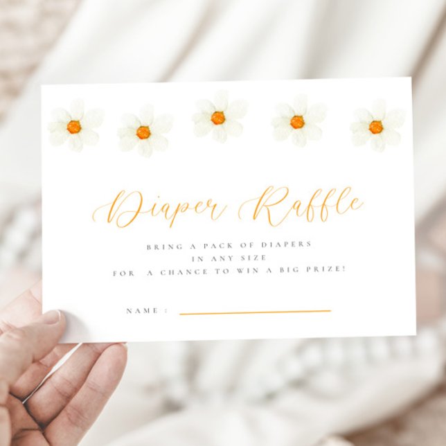 Neutral Daisy Baby Shower Diaper Raffle Card (Creator Uploaded)