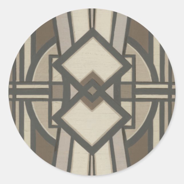 Neutral Deco Panel I Classic Round Sticker (Front)