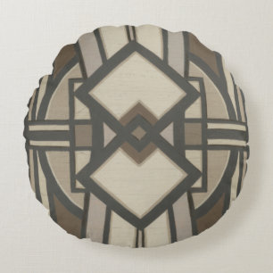 Neutral Deco Panel I Round Cushion