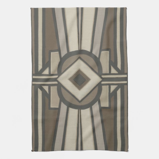 Neutral Deco Panel II Tea Towel (Vertical)