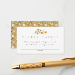 Neutral Diaper Raffle Card Ivory & Golden Floral
