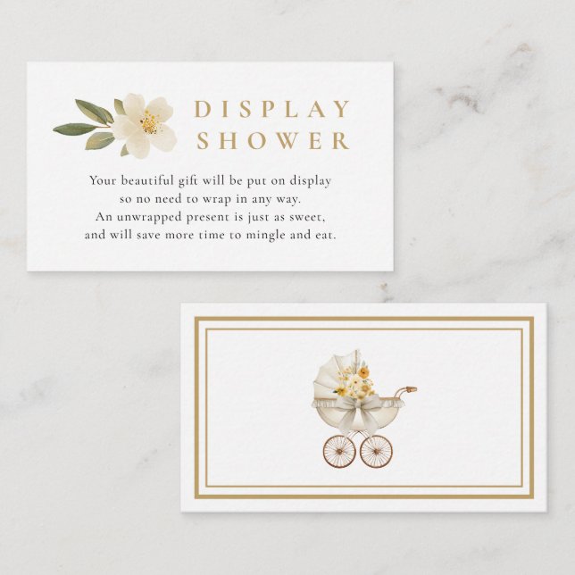 Neutral Display Shower Card Ivory & Golden Floral (Front/Back)