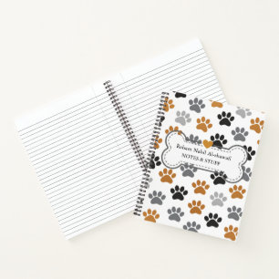 Neutral Dog Paw Print Pattern Notebook