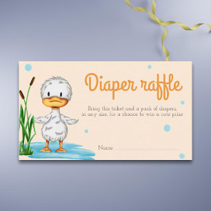 Neutral duckling baby shower diaper raffle enclosure card