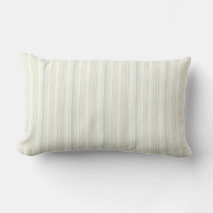 Neutral Dusty Blue Striped Rustic Farmhouse Lumbar Cushion