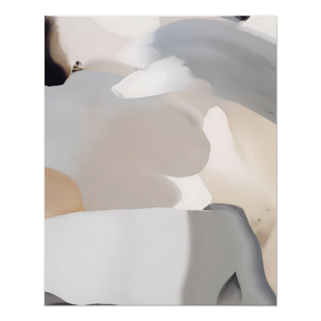Neutral Earth Abstract with Organic Forms Poster (Front)
