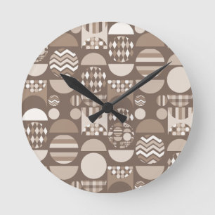 Neutral Earth Brown Nordic Scandinavian Round Clock