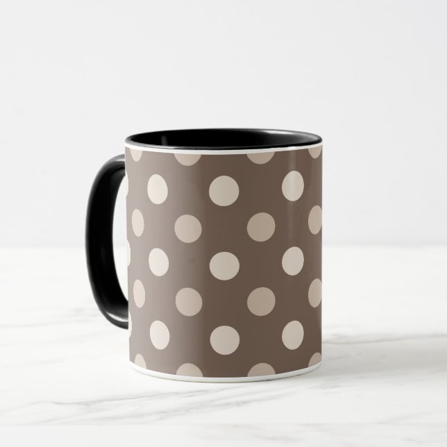 Neutral Earth Brown Polka Dots Design  Mug (Front Left)