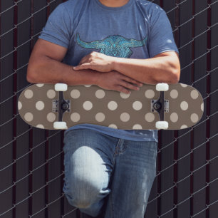Neutral Earth Brown Polka Dots Design  Skateboard