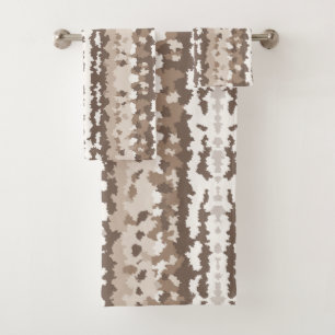 Neutral Earth Camo Irregular Abstract Design Bath Towel Set