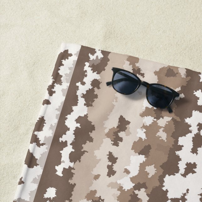 Neutral Earth Camo Irregular Abstract Design Beach Towel (In Situ)