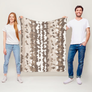 Neutral Earth Camo Irregular Abstract Design Fleece Blanket