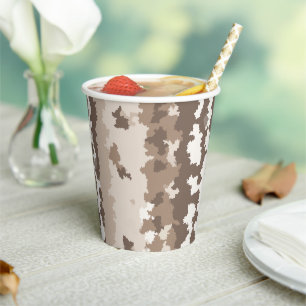Neutral Earth Camo Irregular Abstract Design Paper Cups