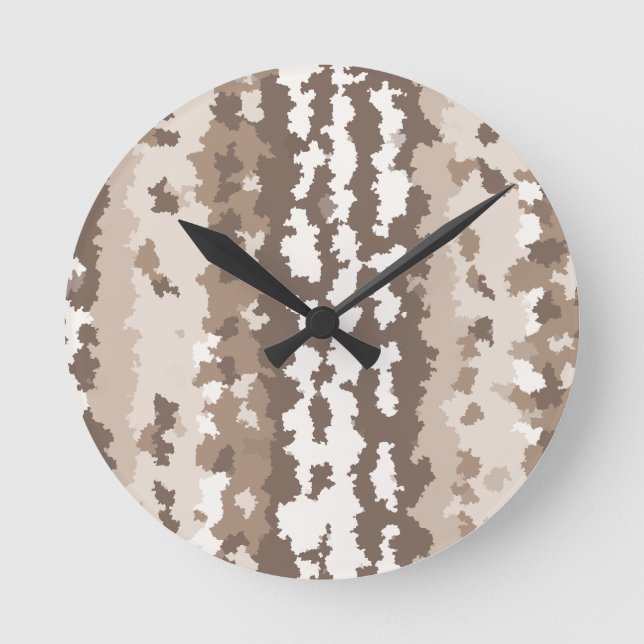 Neutral Earth Camo Irregular Abstract Design Round Clock (Front)