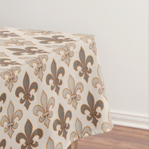 Neutral Earth Royal Fleur-de-lis Style  Tablecloth