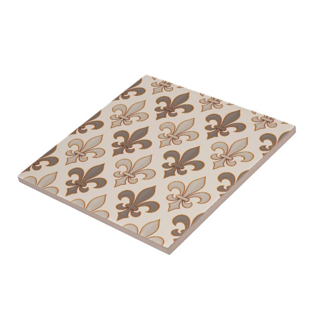 Neutral Earth Royal Fleur-de-lis Style  Tile (Side)