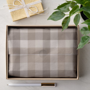 Neutral Earth Tan Chequered Gingham Plaid  Tissue Paper