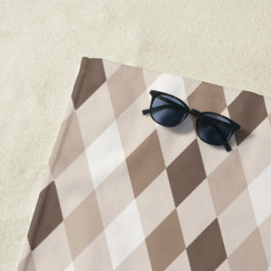 Neutral Earth Tan Harlequin Diamond Beach Towel