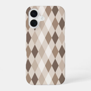 Neutral Earth Tan Harlequin Diamond iPhone 16 Case