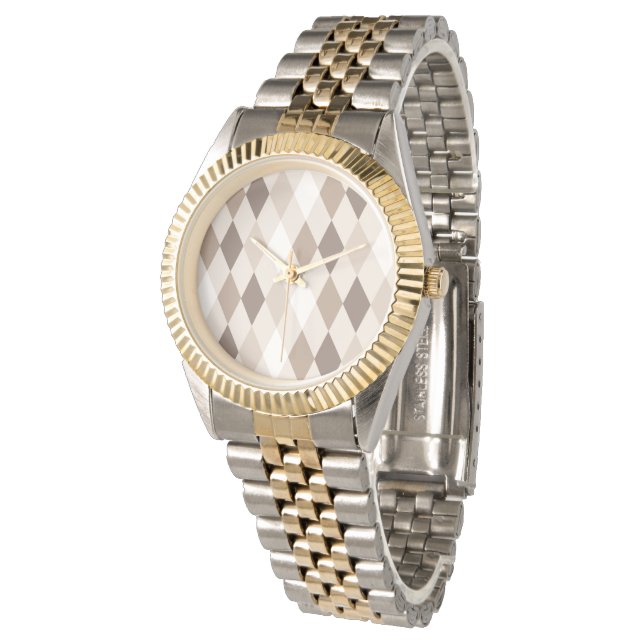 Neutral Earth Tan Harlequin Diamond  Watch (Angled)