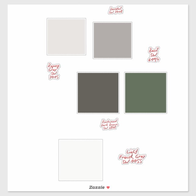 Neutral & Earth Tone Colour Swatch Sticker Set (Sheet)