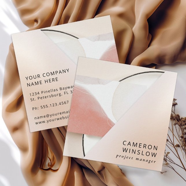 Neutral Earth-Tone Modern Abstract Square Business Card (Creator Uploaded)
