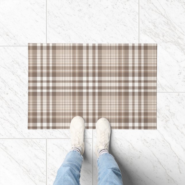 Neutral Earth Tone Plaid Tartan Design  Doormat (Indoor)
