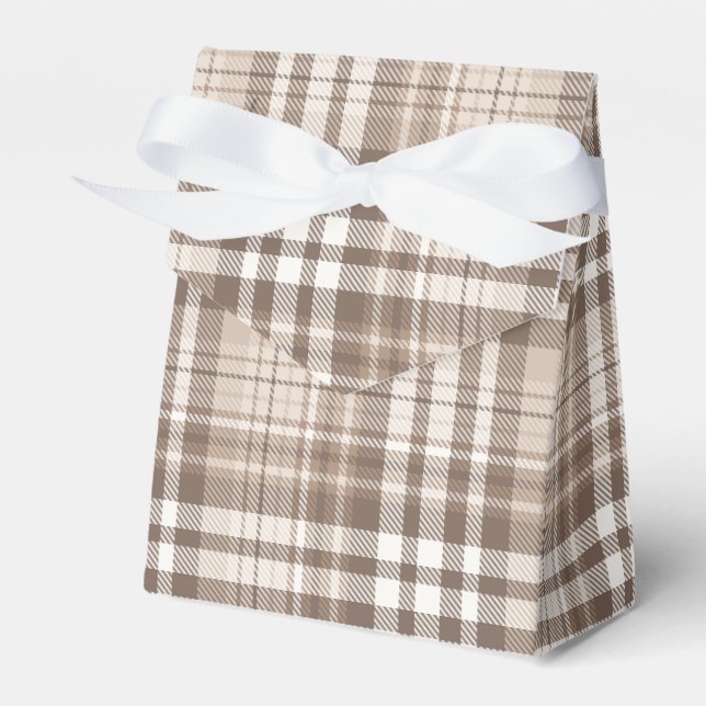 Neutral Earth Tone Plaid Tartan Design  Favour Box (Front Side)