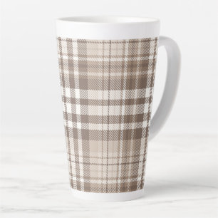 Neutral Earth Tone Plaid Tartan Design  Latte Mug