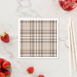 Neutral Earth Tone Plaid Tartan Design  Napkin