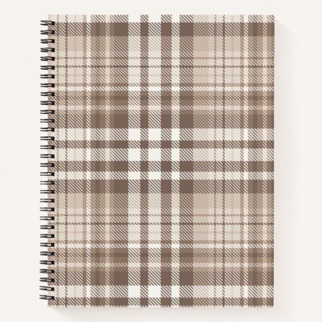 Neutral Earth Tone Plaid Tartan Design  Notebook (Front)
