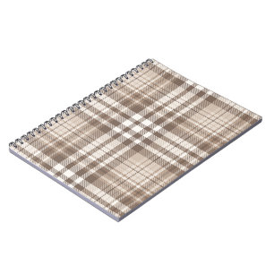 Neutral Earth Tone Plaid Tartan Design Notebook