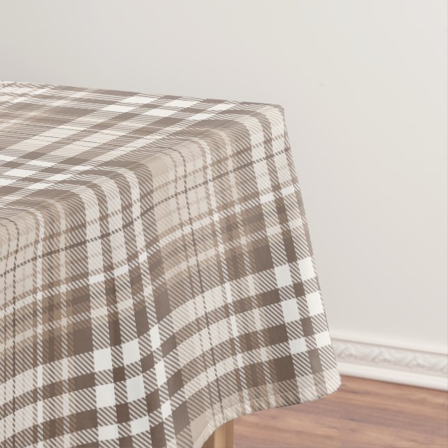 Neutral Earth Tone Plaid Tartan Design  Tablecloth (In Situ)