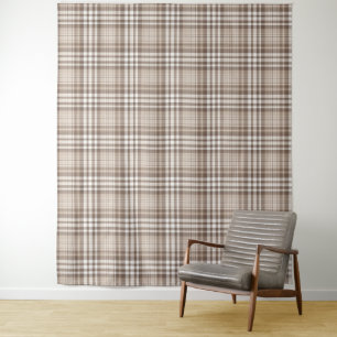 Neutral Earth Tone Plaid Tartan Design Tapestry