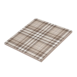 Neutral Earth Tone Plaid Tartan Design Tile