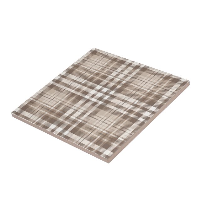 Neutral Earth Tone Plaid Tartan Design  Tile (Side)