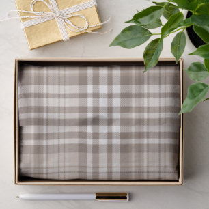 Neutral Earth Tone Plaid Tartan Design Tissue Paper