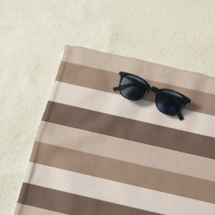 Neutral Earth Tones Stripes Pattern Design Beach Towel