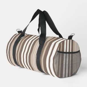 Neutral Earth Tones Stripes Pattern Design Duffle Bag