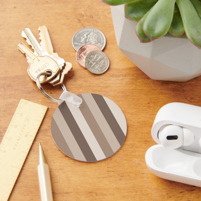 Neutral Earth Tones Stripes Pattern Design  Key Ring (Desk)