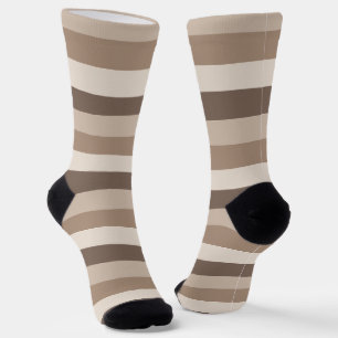 Neutral Earth Tones Stripes Pattern Design Socks